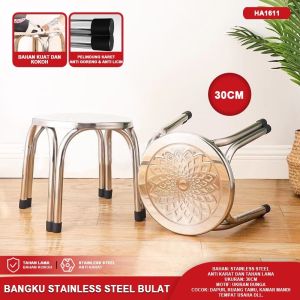 Kursi Besi Bangku Stainless Steel Kotak Bulat Polos Ukir Bunga Anti Karat