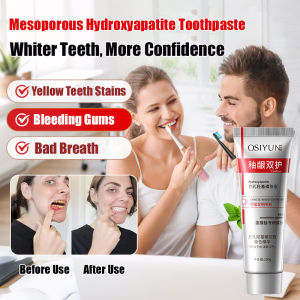 Mesoporous Hydroxyapatite Teeth Whitening Toothpaste Stain Removal Formula for Yellow Teeth Bad Breath Tartar Control with Enamel Safe Brightening Teeth Whitening Tartar Control Toothpaste