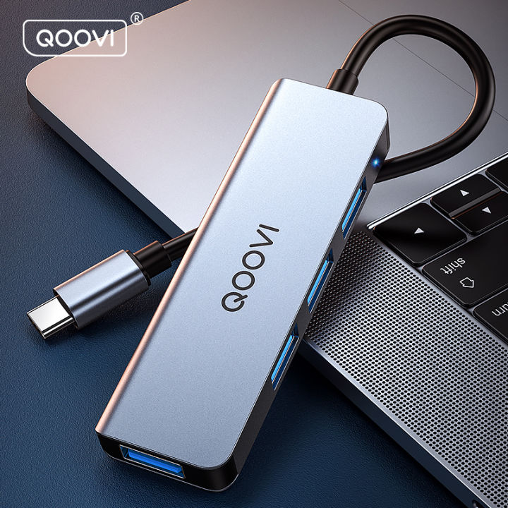 Multi Function Adapter QOOVI 4 in 1 USB C HUB Dock Adapter Converter Splitter Multi-Function ...