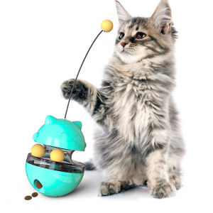 Pet Snack Leak Dispenser Toy/ Fun Cat Snack Leaking Tumbler Toy with Ball/ Cat Toy Mainan Kucing Tumbler