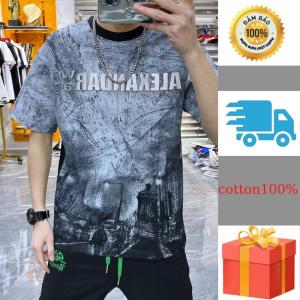 Áo Thun Tay Lỡ In Logo Alexander Wang Áo Thun Nam Form Rộng Chất Cotton Thoáng Mát Thấm Hút Mồ Hôi