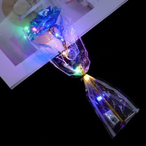WAPKTY Glowing Gold Foil Rose Flower Colourful LED Lights Wedding Fake Flower  Mothers Day Gifts Simulated Rose Bouquet Valentines Day