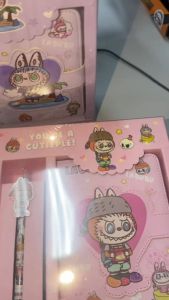 💖Ready Stock💖Cute Labubu PU Sponge Leather Magnetic Diary Gift Set Notebook Journal With Pen Cute Stationery Gift