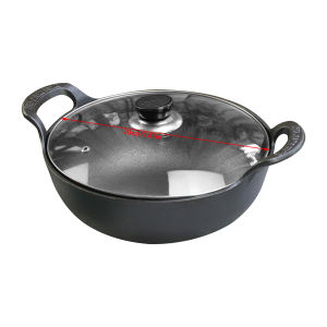2025 New Cast Iron Wok with Wooden Lid and Dual Assist Handle 20cm Non-Stick Pan Cookware