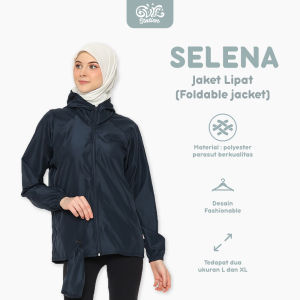 Jaket Olahraga Cewek Jaket Wanita Lipat Folded Jaket Running Selena Series Warna Black