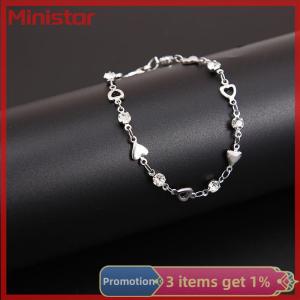 Ministar Love Heart Bracelet For Women Korean Charm Sparkling Adjustable Elegant Chain Bracelets Accessories Jewelry