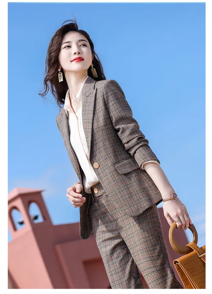 Business Suit Women2022New Fashion Temperament Plaid Suit