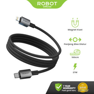 ROBOT Kabel Data Magnetik 1M Type C Micro USB Lighting Anti Kusut Data Cable RXM100/RXL100/RXC 100/RXCC100/RXCL100 Original