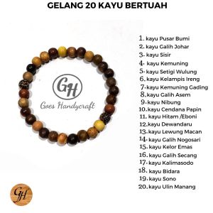 GELANG KOMBINASI 20 JENIS KAYU LANGKA KAYU BERTUAH NUSANTARA