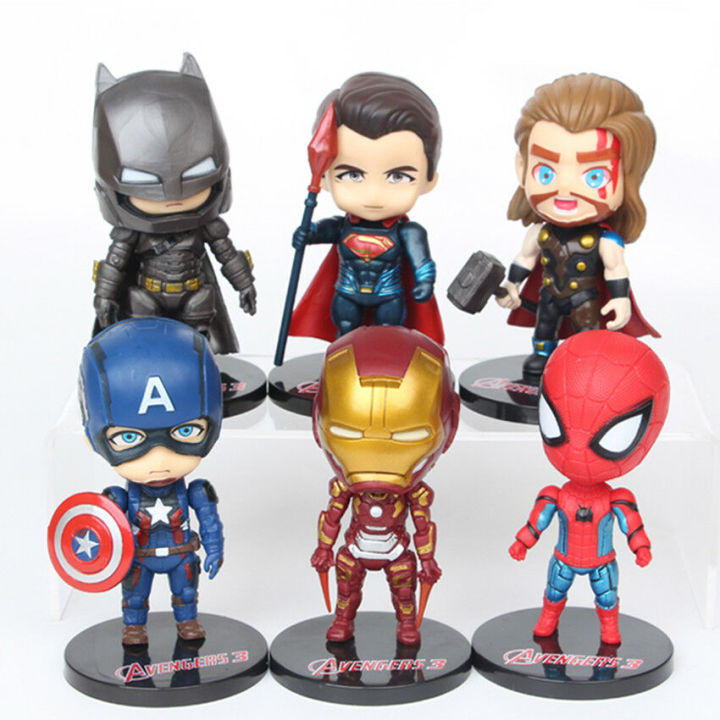 6pcs/set The Avengers Iron Man+ Captain America+ Thor Lot Figure Toy