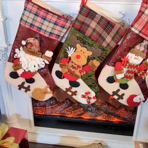 Christmas Stocking Gift Bag Snowman Reindeer Christmas Candy Decorations Gift Bag Creative Hanging Ornament