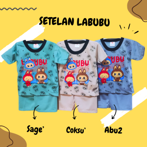 SATUAN BAJU SETELAN LABUBU BAJU ANAK PENDEK SETELAN LABUBU VIRAL KAOS ANAK MURAH
