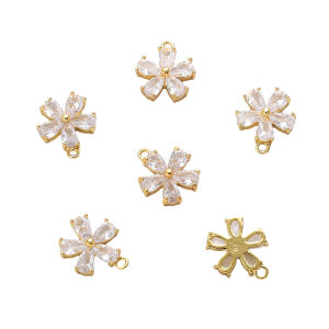 1PC 14k hoa đồng thau mạ vàng với Zircon Mặt dây chuyền bùa may quyến rũ cho Vật liệu làm đồ trang sức tự làm dây chuyền bông tai phát hiện phụ kiện