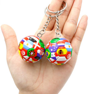 LYM Simulation Sports Football Pendant Keychain Thirty-two Countries Ball Flag Key Chain For Car Bag Backpack Accessories Gift