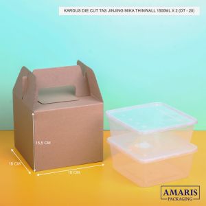 DT-20 Kardus Die Cut Tas Jinjing Isi 2 Mika Thinwall 1500 ML Isi 10 Pcs Amaris Packaging