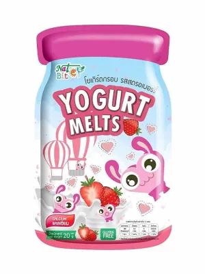 โยเกิร์ต โยเกิร์ตกรอบ รูปหัวใจ ตรา เนเจอร์ ไบทส์ โยเกิร์ตแท้100% Yogurt Melts Freeze Dried Yogurt (20กรัมx6ถุง)