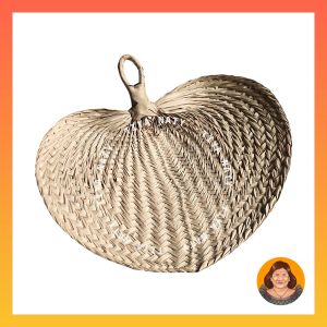 TIYA NATY 100pcs LARGE-XL Anahaw Abaniko Pamaypay Native Handheld Fan Wedding Souvenir Giveaways paypay. Large teal woven handheld fans with white handles.