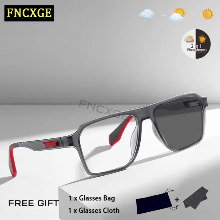FNCXGE แว่นสายตาสั้นโฟโตโครมิกป้องกันรังสีที่สามารถเปลี่ยนได้,เลนส์ ...