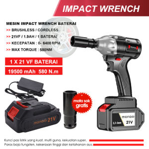 Impact Wrench Cordless Torsi Besar Impact Baterai Mesin Bor Baterai Bor impek pembuka baut motor Cordless Impact Wrench high torsi Brushless impact Baterai 98Volt 98Vf 2 Baterai/impek Wrench inpek cas pembuka baut mobil infek buka baut motor Cordless