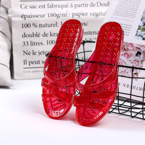 Free Shipping New Summer Styles: Non-Slip Durable Crystal-Clear Transparent Low-Heeled Sandals For Indoor And Outdoor Wear Designed For Mothers And Women