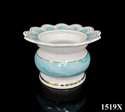 Bộ Thờ Cúng 1519 Bình Lư Dĩa Chun Án màu trắng hoa văn phối xanh Bằng Sứ Cao Cấp -Phật Giáo Tường Thuận