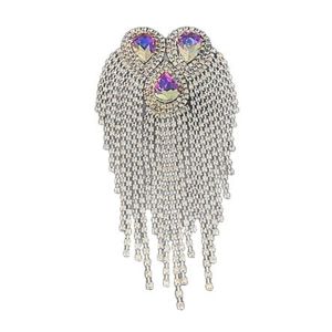 NEXASHOP Rhinestone Tassel Epaulette Brooch Pin Beads Long Chain Shoulder Brooch Delicate DIY Clothing Accessories for Men Women