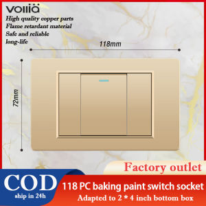 Vollia Wall Switch for Light 220V Push Switch Button on Off 1 2 3 4 Gang 1 2 3 Way Light Switches for Electrical Modern Switch and Outlet Set for Home Power Points Dimmer Switch