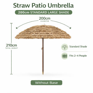 Outdoor Patio Umbrella Straw Umbrell 71 Inch Straw Parasol with Stand for Garden Pool & Beach 8 ribs