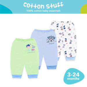 Cotton Stuff Best Friend Collection Baby Pajama Pants for Boys 100% Cotton Infant Newborn Clothes 3pcs (3-24 Months)