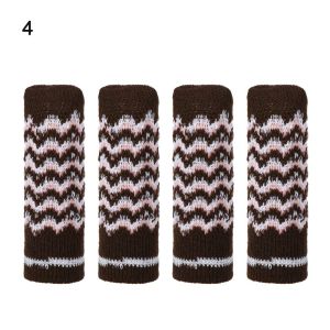 DAWEIF 4Pcs/Set Cute Anti-Noise Non-slip Knitting Protective Case Table Foot Cover Furniture Legs Sleeves Chair Socks