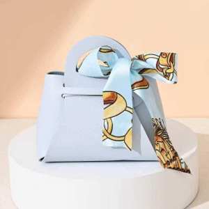 TERPE SHOP DIY European Wedding Gift Box Leather Gift Bag with Ribbon for Candy Goodies Cookies