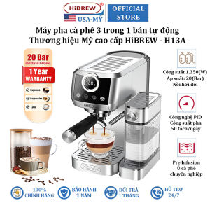 Máy pha cà phê bán tự động Espresso Latte Cappuccino - Thương hiệu Mỹ cao cấp HiBREW H13A - Bảo Hành 12 Tháng