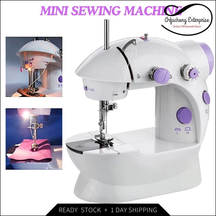 Mini Sewing Machine Double Speed Automatic Thread Portable Sewing Clothes Repair Needle Mesin Jahit Kain Penjahit Jarum