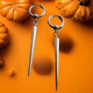 Hmeme Punk hip hop màu bạc đinh tán thả Bông tai cho phụ nữ người đàn ông Gothic kim loại hình nón Mặt dây chuyền bông tai Y2K bên đồ trang sức quà tặng