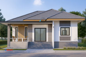 S-6014 แบบบ้านชั้นเดียวในสไตล์ โมเดิร์นร่วมสมัย พื้นที่ใช้สอย 105 ตรารางเมตร 3 ห้องนอน 2ห้องน้ำ