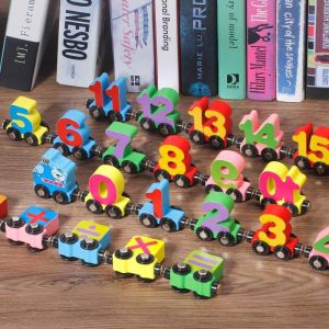 Bộ đồ chơi tàu kéo gỗ 26 chữ cái và số đếm cho bé - Đoàn tàu kéo số và chữ nam châm Đồ chơi gỗ giáo dục phát triển trí tuệ cho bé Trùm Sỉ Gia Thành