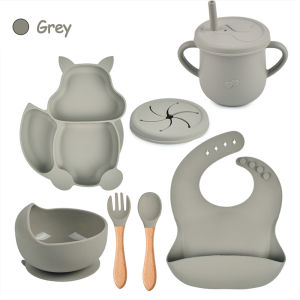 Mamibayi 8 In 1 Alat Peralatan Makan Bayi Silicon Set Celemek Makan Bayi Tempat Makan Waterproof