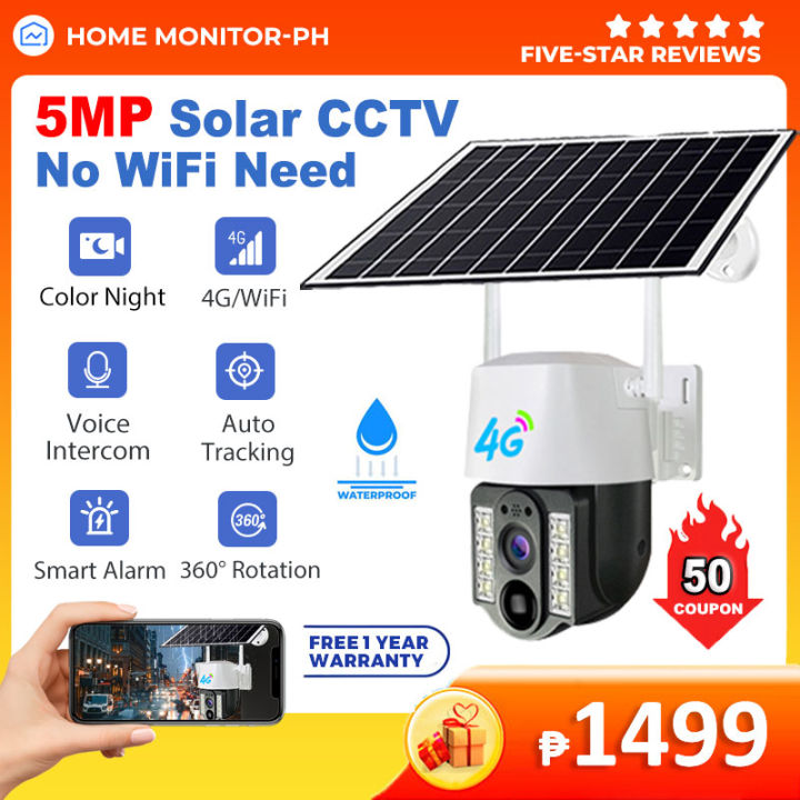 5MP Solar CCTV Camera Outdoor 4G No WiFi Needed Wireless