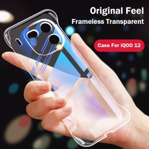 สำหรับ IQOO 12 5G IQOO12 Iq00 2023เคสโทรศัพท์พีซีแข็งฝาหลังกรอบโปร่งใสกันกระแทกแบบใสกันชนไร้กรอบไร้กรอบบางพิเศษ