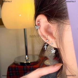 [COD] MINIFRIUT Fashion Zircon Earrings U-shaped Ear Bone Studs For Women Exquisite Metal Jewelry Accessories