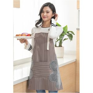 WQ-02 【ลายดอกไม้】ผ้ากันเปื้อน ผ้าอ๊อกซ์ฟอร์ด เช็ดมือได้ กันน้ำได้