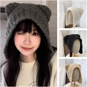 FZIPUA Fashion Cute Bear Ear Knitted Hat Cold Cap Wool Hat Knitted