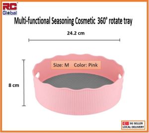 RC-Global Seasoning Shelf Rotating Tray / Kitchen Spice Bottle Jar Tray Rack / Cosmetic Bottle Rotate Tray / Plastic Seasoning Tray Organizer
