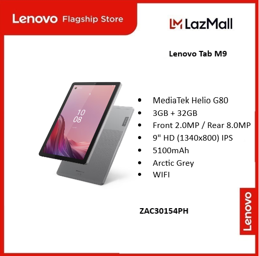 Lenovo Tab M9 ZAC30154PH, MediaTek Helio G80, 9in HD, 2.0MP 8.0MP, 3GB  32GB, 5100mAh, And 12