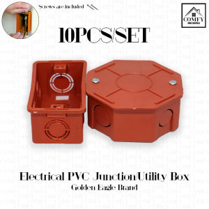 (10pcs/SET) Golden Eagle Electrical PVC Plastic Utility Box /Junction Box / Junction Box Cover Orange