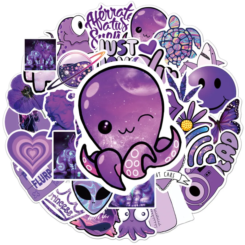 103050PCS Purple Fashion Aesthetic Stickers for Motorcycle Journal Skateboard  Laptop Waterproof Graffiti Cool Decals Kid Toys