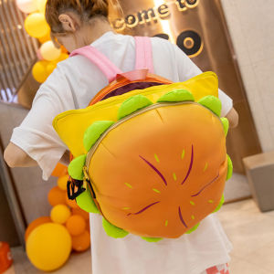 Cartoon Cheeseburger Backpack Multi-Compartment Cute Large Capacity Funny Plush Hamburger Burger Backpack Daypack for Kid Adult2026