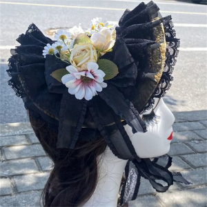 Elegant Rose Lace SunHat Breathable Hat Summer Tea Party Holiday Vacation Decors Western Courtly Style Vintage Hat