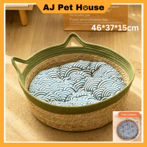 AJPET Large Rattan Cat Bed Cat Nest Bed Pet Dog Sleeping Bed Cat House Tempat Tidur Kucing Katil Kucing Tilam Kucing 猫窝