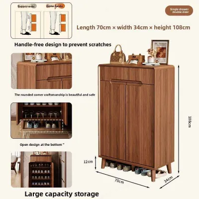 Shoe Cabinet Chinese Style Home Entrance Shoe Cabinet Outdoor Solid Wood New Integrated Wall-Mounted Shoe Rack Cabinet Shoe Rack